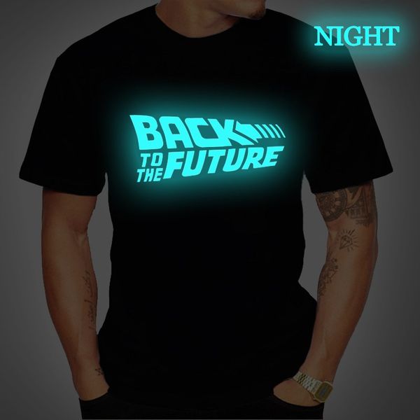 back to the future tshirt luminous t shirt summer short sleeve t shirts casual tee streetwear t-shirts plus size 4xl unisex, White;black